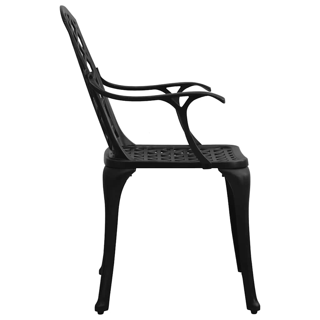 3-dijelni bistro set od lijevanog aluminija crni Crna
