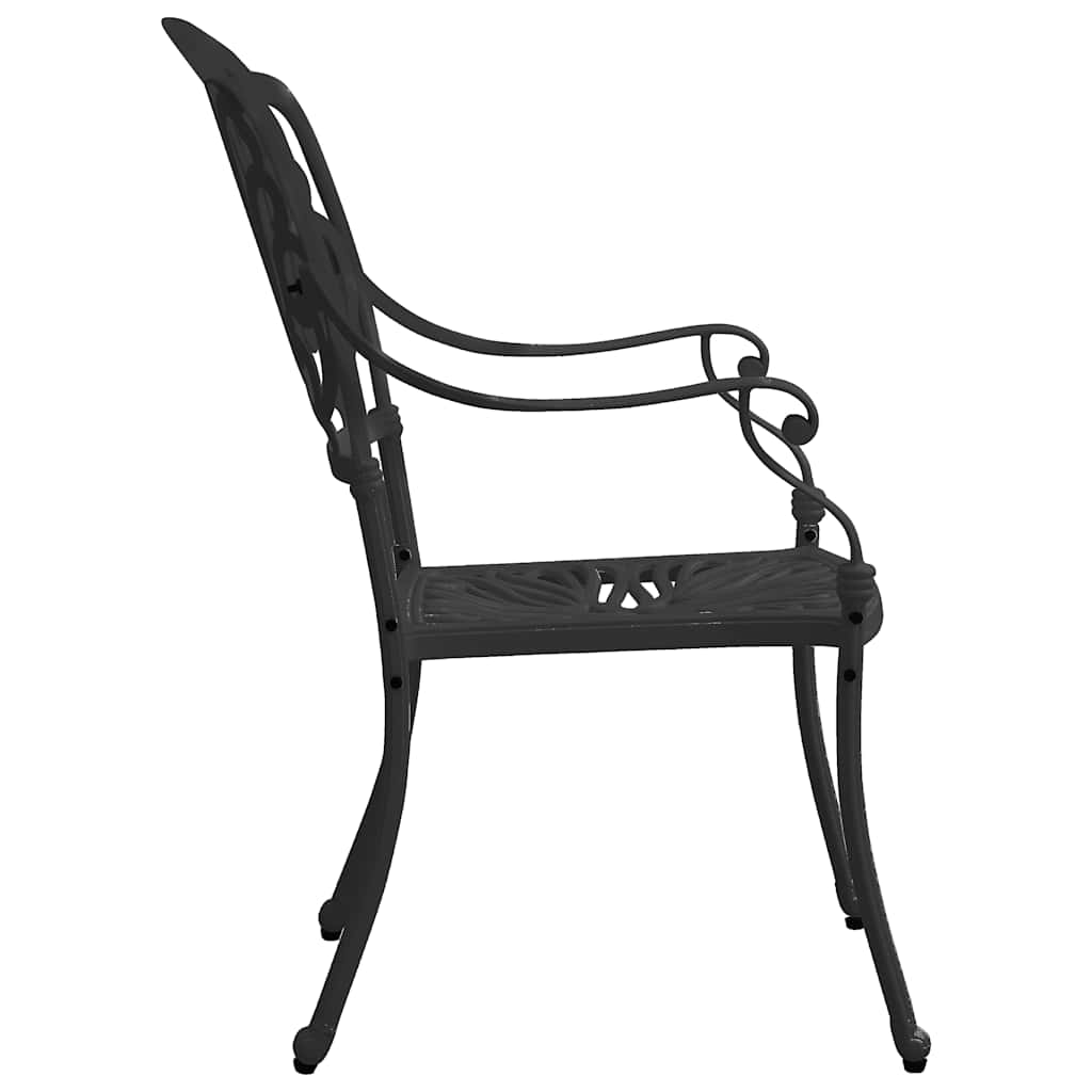 3-dijelni bistro set od lijevanog aluminija crni Crna