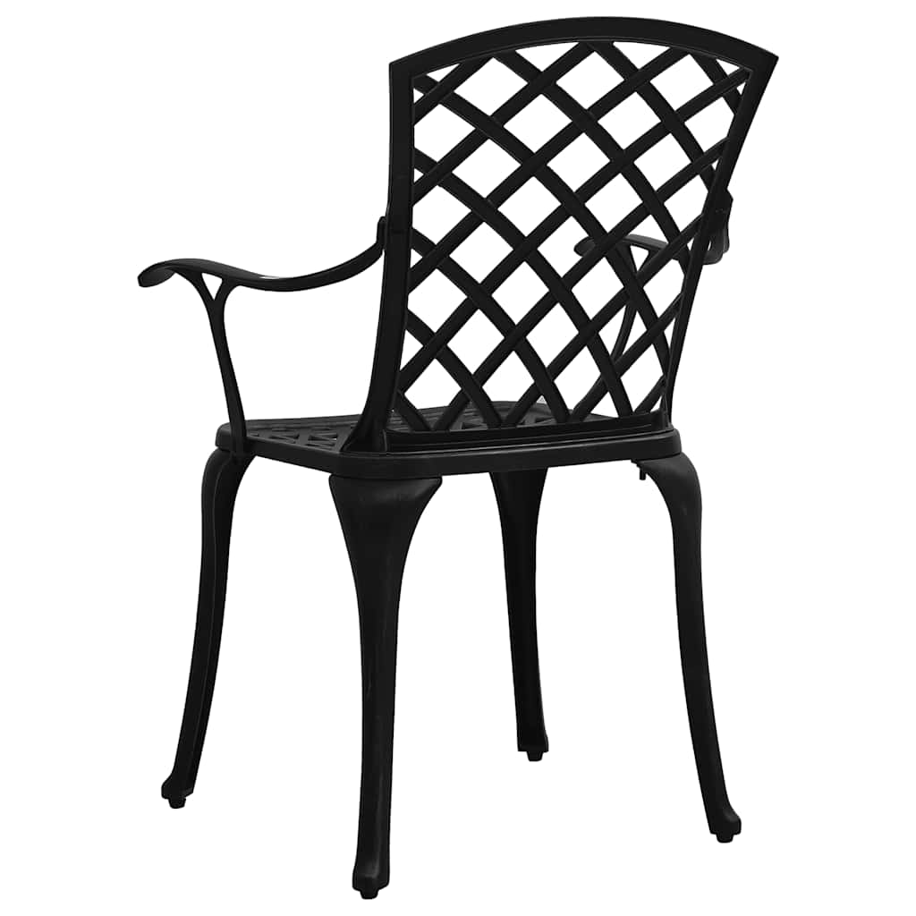 3-dijelni bistro set od lijevanog aluminija crni Crna