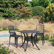 3-dijelni bistro set od lijevanog aluminija crni Crna