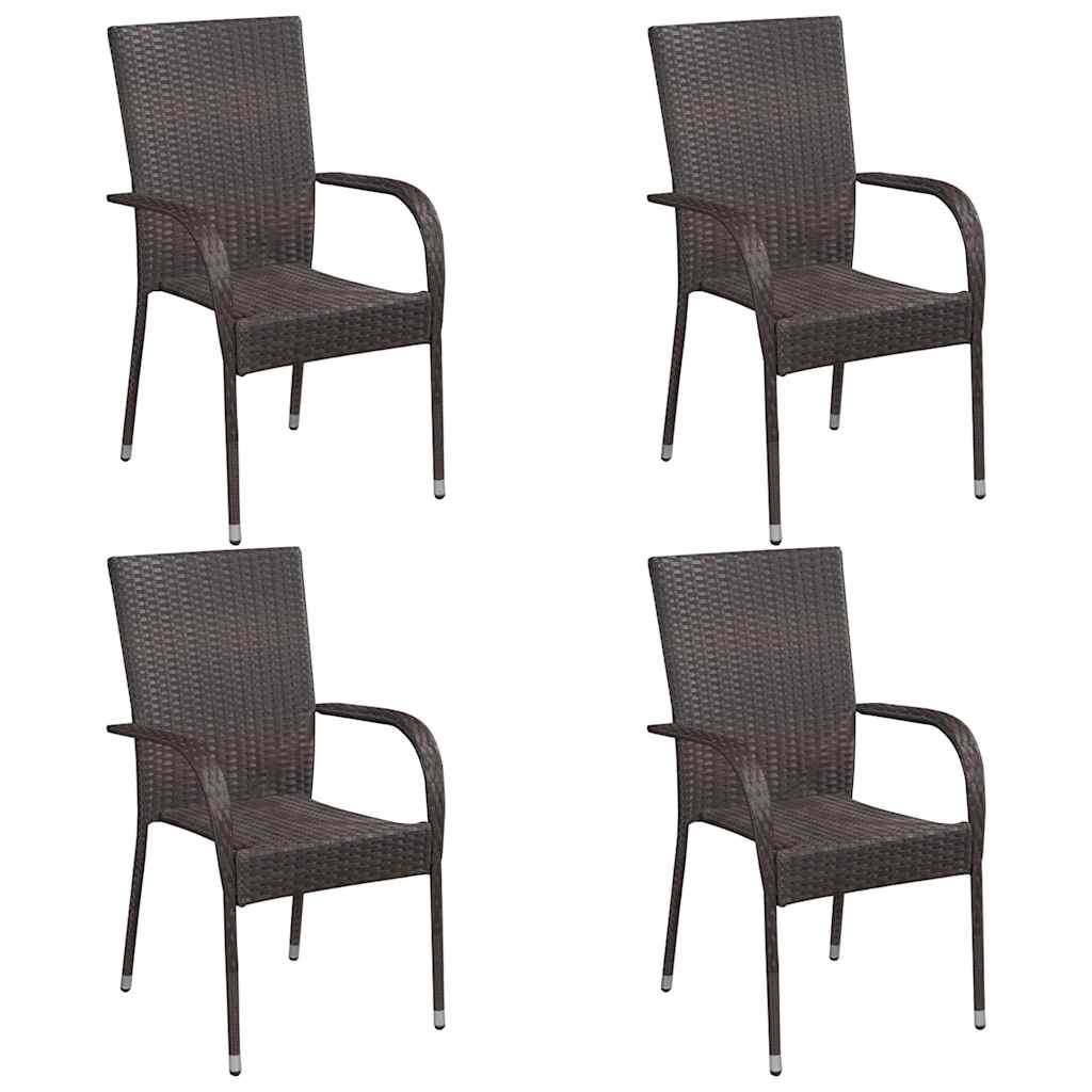 5-dijelni vrtni blagovaonski set od poliratana smeđi Smeđa