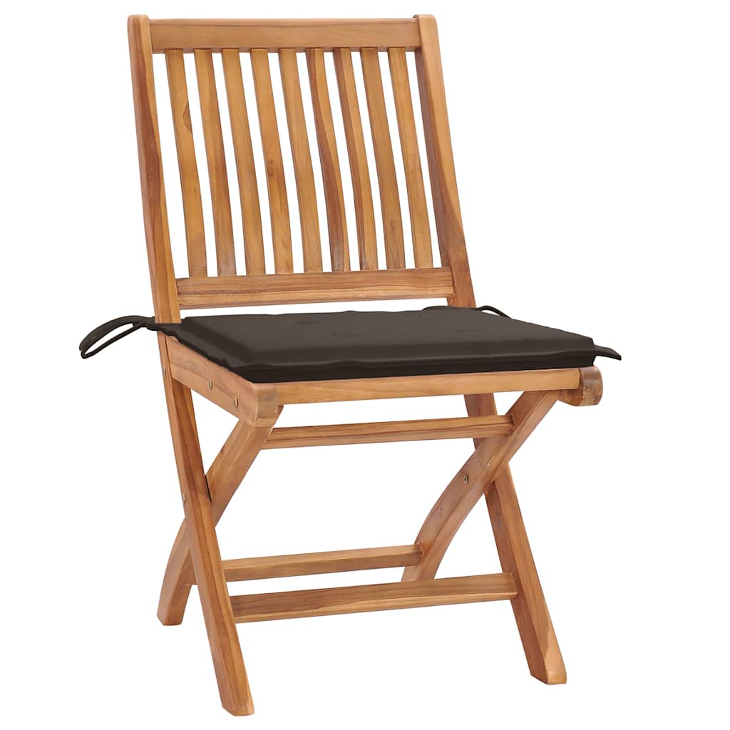 Sklopive stolice s jastucima, 4 kom., masivno tikovino Tupe