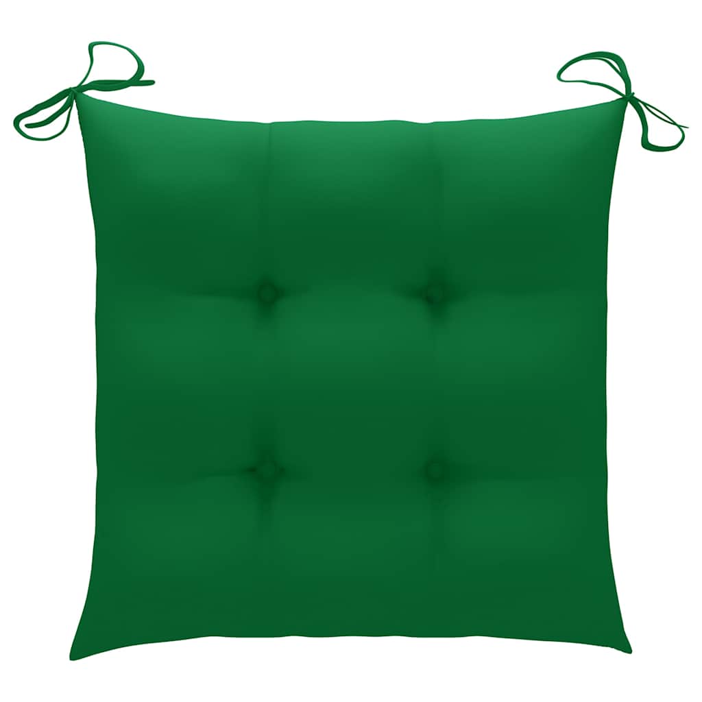 Sklopive stolice s jastucima 6 kom. Masivno tikovino drvo Zelena