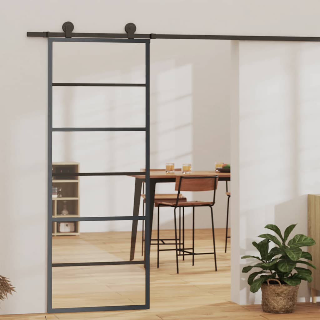 Klizna vrata od stakla ESG i aluminija 76 x 205 cm crna