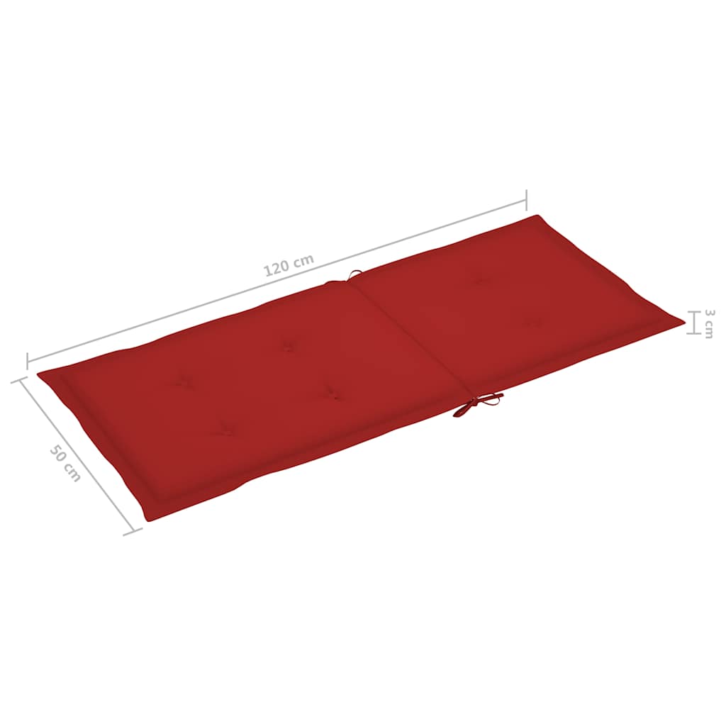 Sklopive stolice s jastucima 8 kom. Masivno bagremovo drvo Crvena 120 x 50 x 3 cm