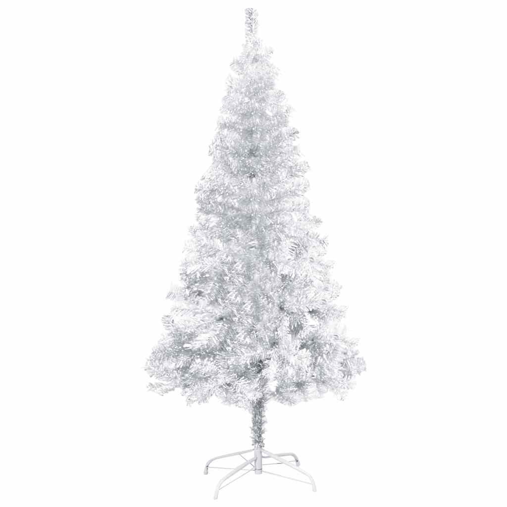 Umjetno osvijetljeno božićno drvce i kuglice srebrno 120 cm PET