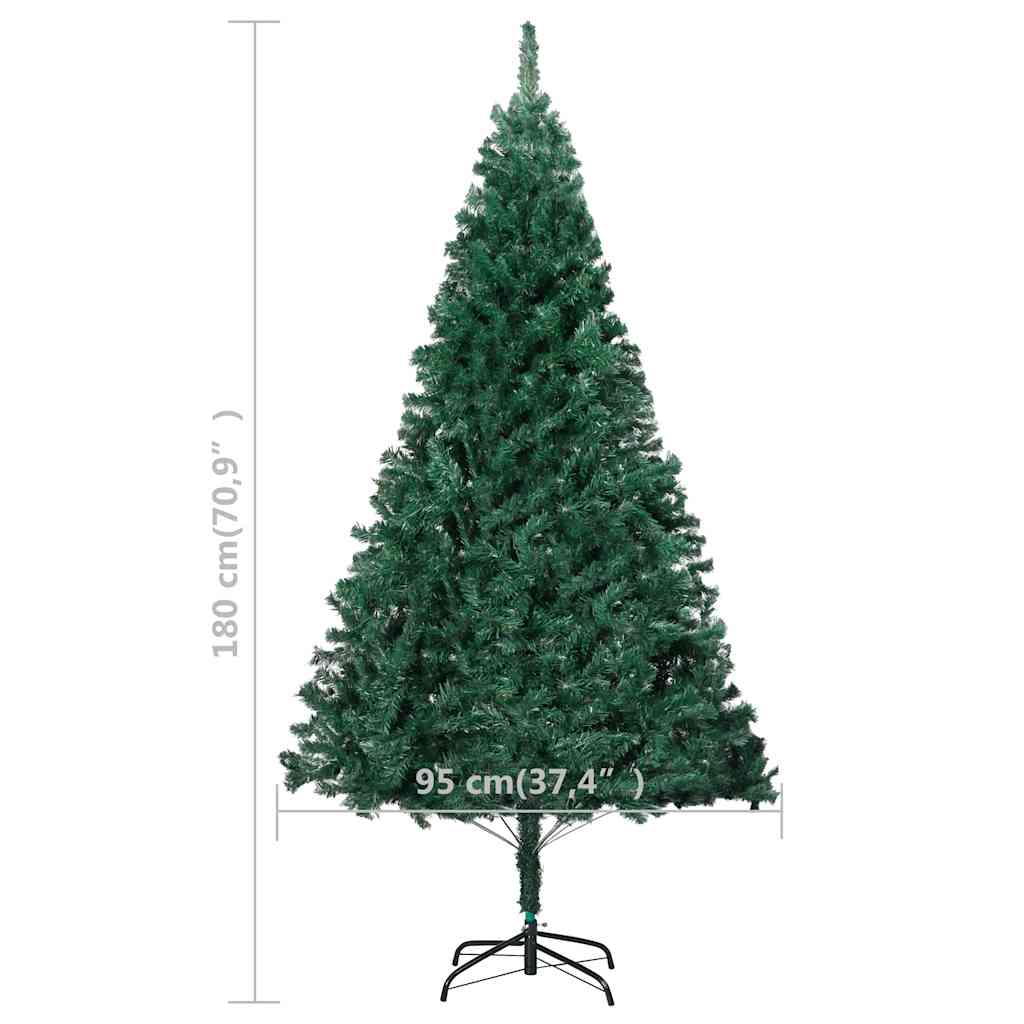 Umjetno osvijetljeno božićno drvce s kuglicama zeleno 180cm PVC