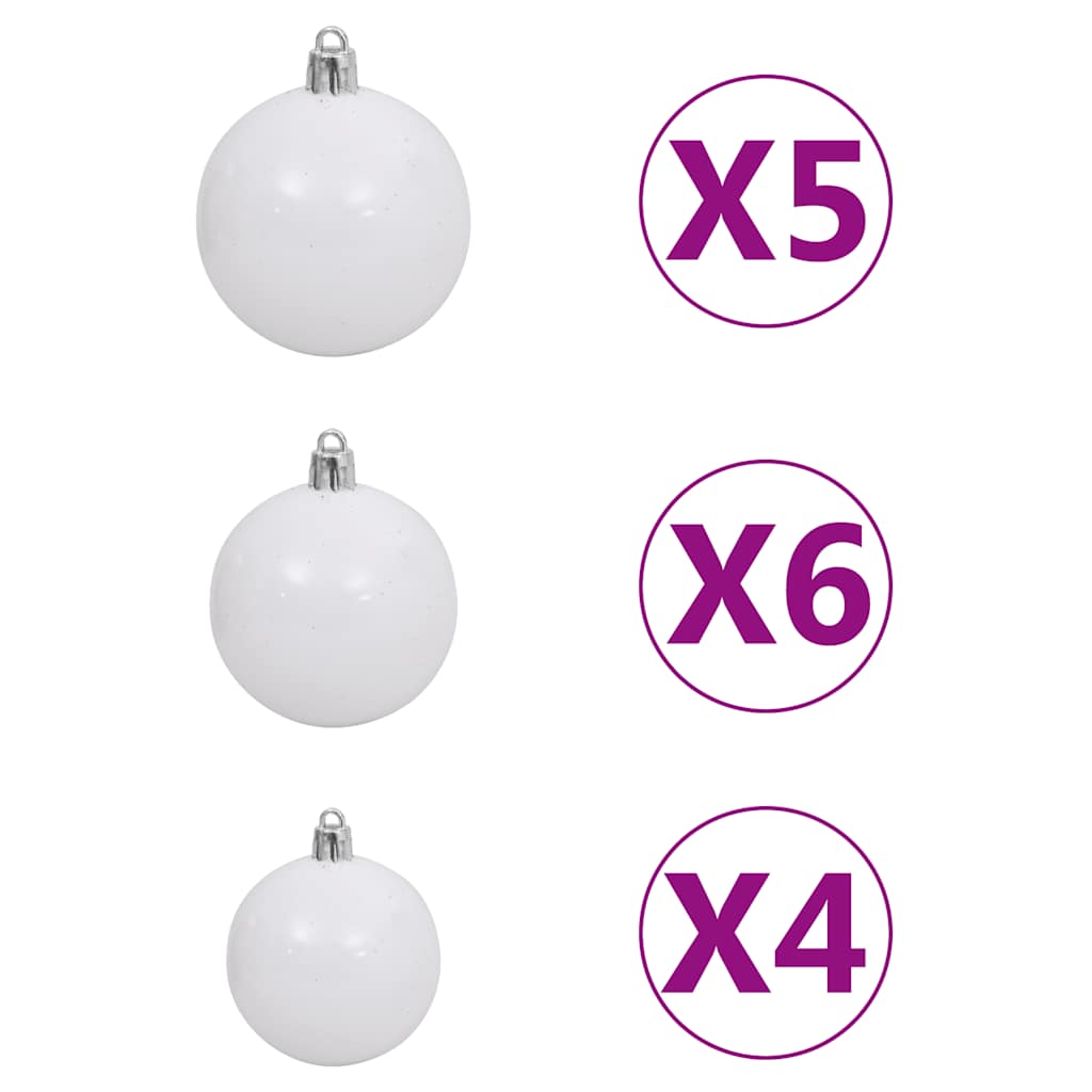 Umjetno osvijetljeno božićno drvce s kuglicama crno 180 cm PVC
