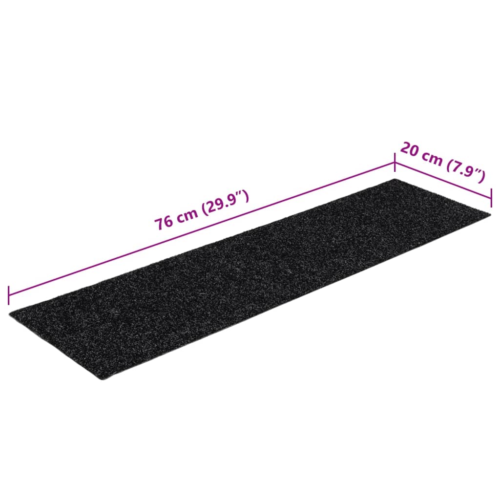 Prostirke za stepenice samoljepljive 15 kom 76x20 cm crne pravokutne