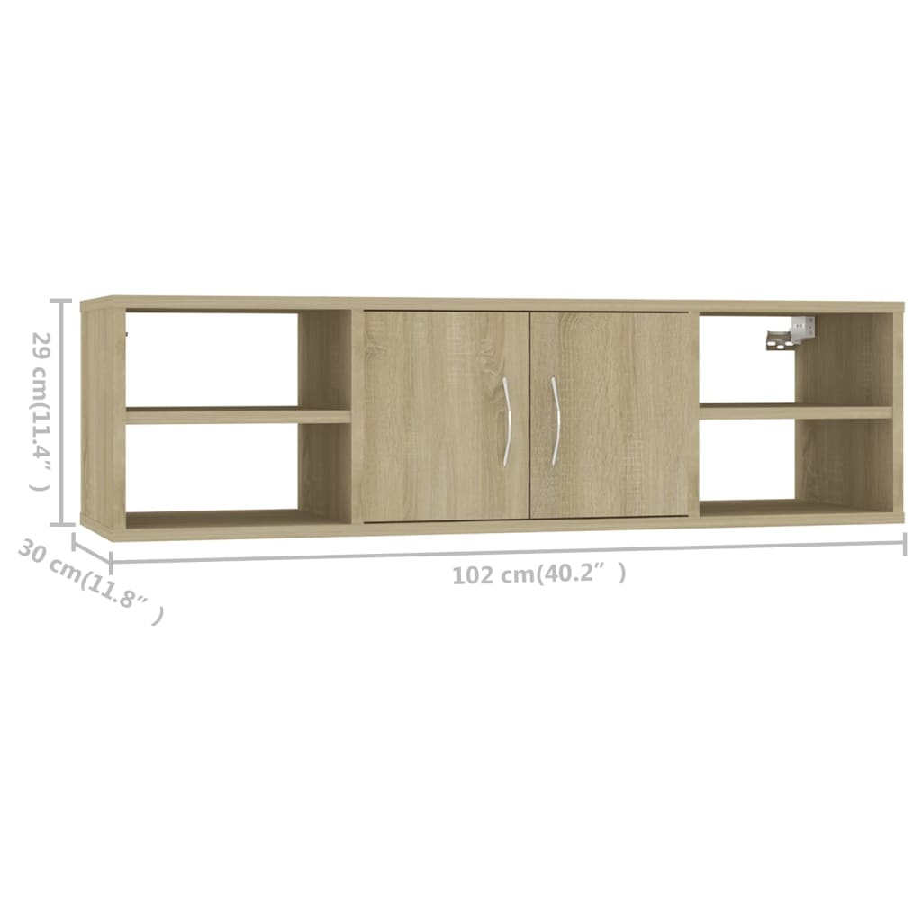 Zidna polica boja hrasta sonome 102x30x29 cm konstruirano drvo