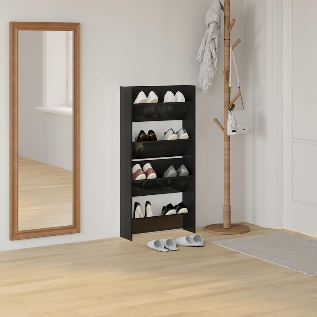 Zidni ormarići za cipele 2 kom sjajni crni 60x18x60 cm drveni