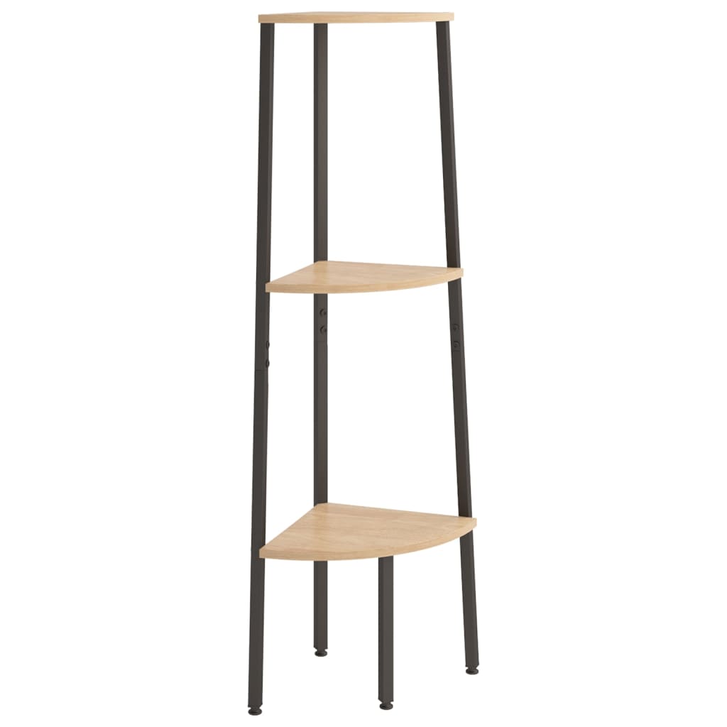 Kutne police s 3 razine svjetlosmeđe-crne 45,5 x 31,5 x 120 cm