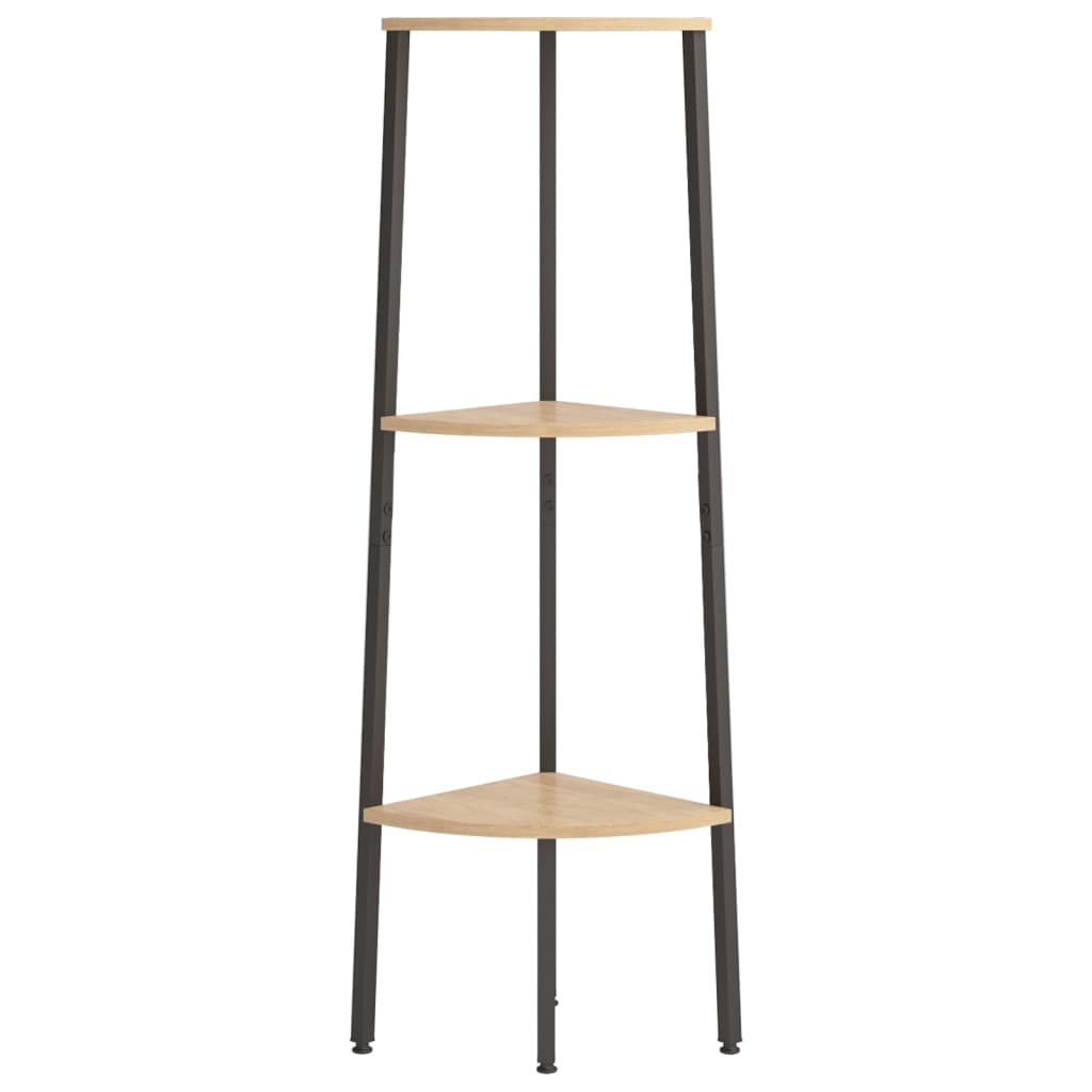Kutne police s 3 razine svjetlosmeđe-crne 45,5 x 31,5 x 120 cm