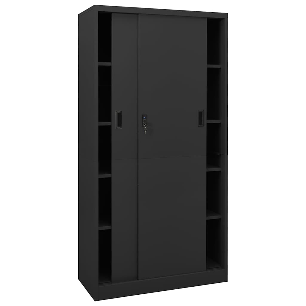 Uredski ormarić s kliznim vratima antracit 90x40x180 cm čelični Antracitno siva