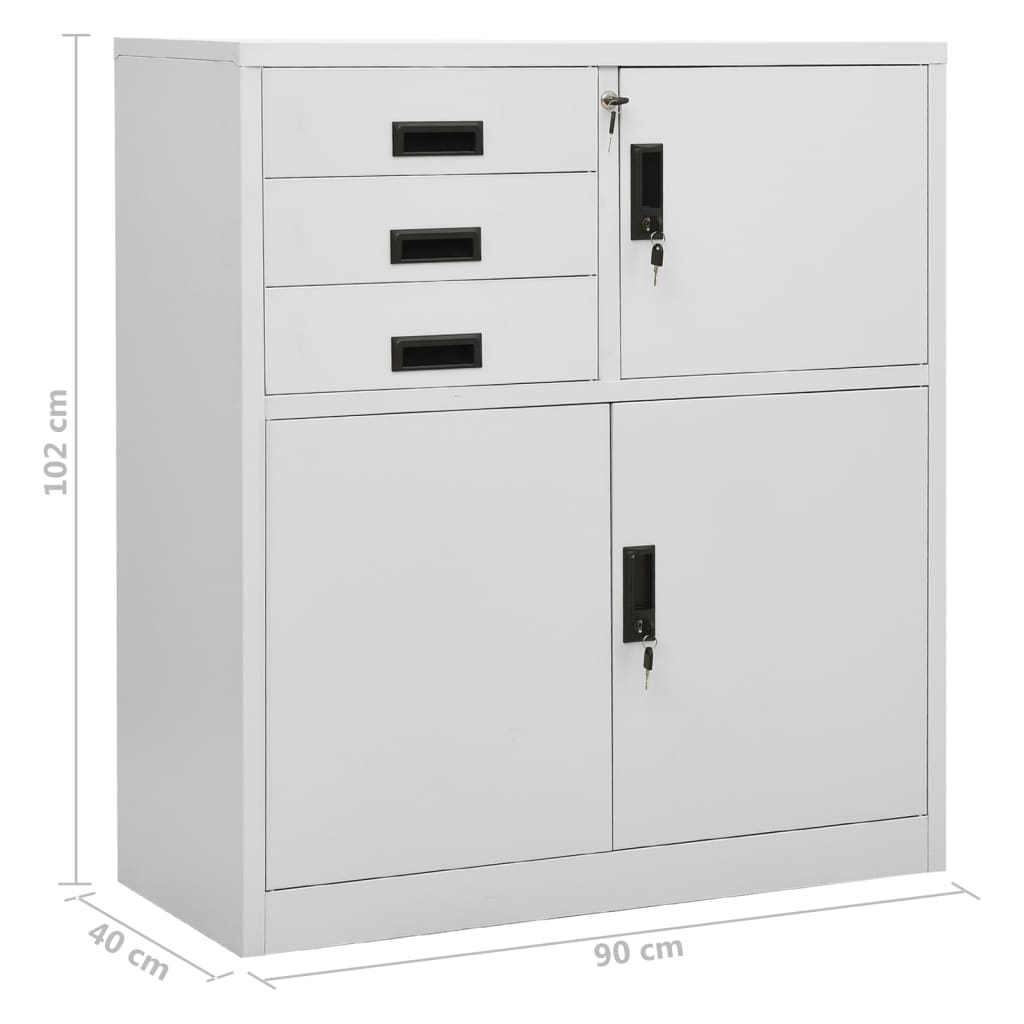 Uredski ormarić svjetlosivi 90 x 40 x 102 cm čelični