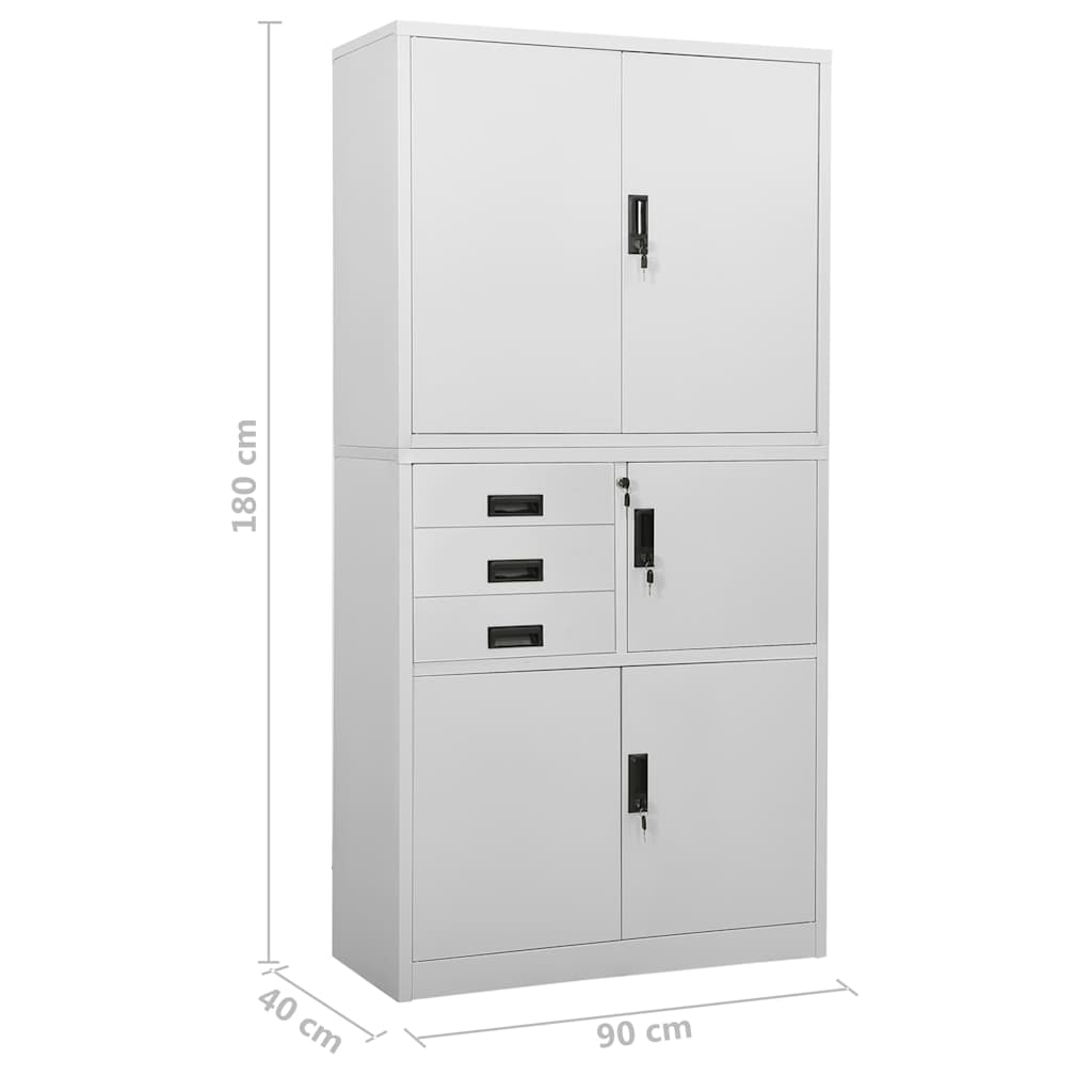 Uredski ormarić svjetlosivi 90 x 40 x 180 cm čelični Siva