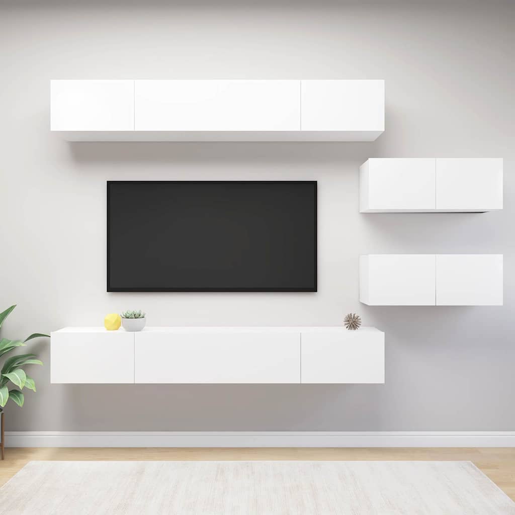 6-dijelni set TV ormarića bijeli od konstruiranog drva Bijela