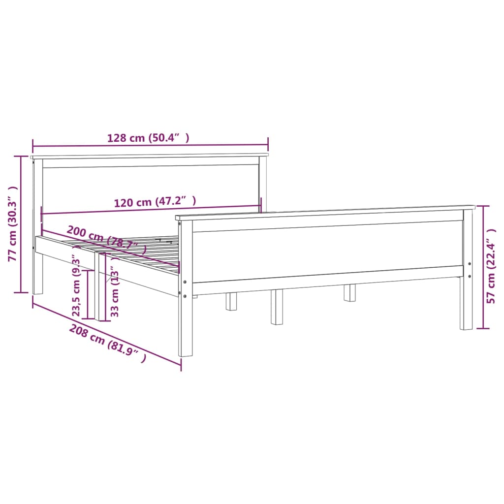 Okvir za krevet od masivne borovine boja meda 120 x 200 cm