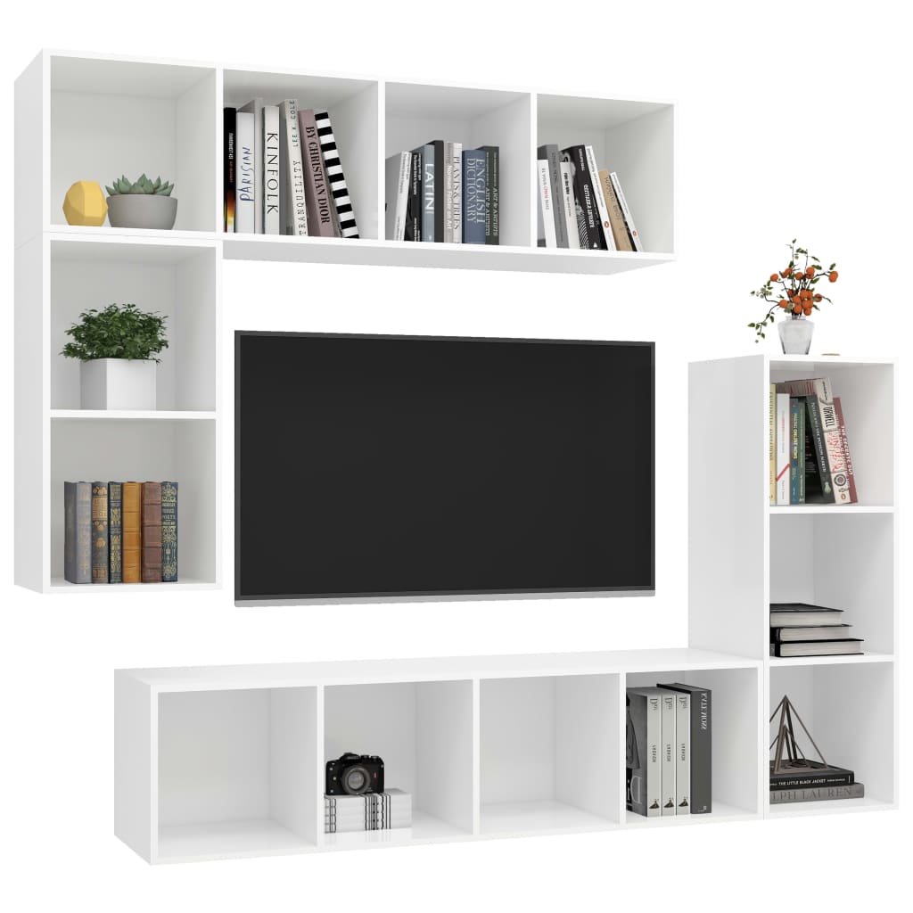 4-dijelni set TV ormarića bijeli od konstruiranog drva