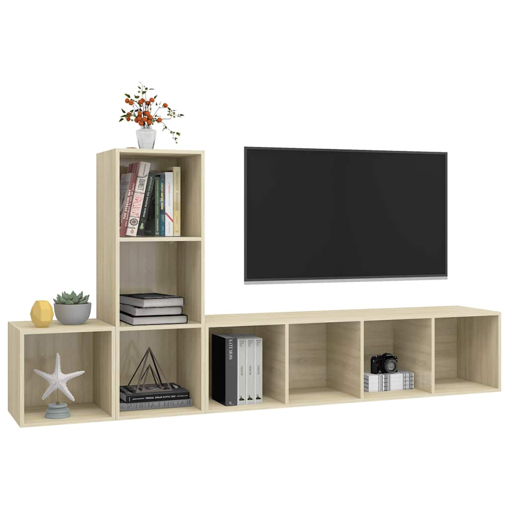 3-dijelni set TV ormarića boja hrasta sonome konstruirano drvo Smeđa