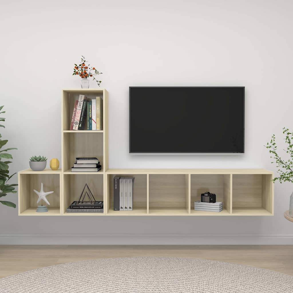 3-dijelni set TV ormarića boja hrasta sonome konstruirano drvo Smeđa