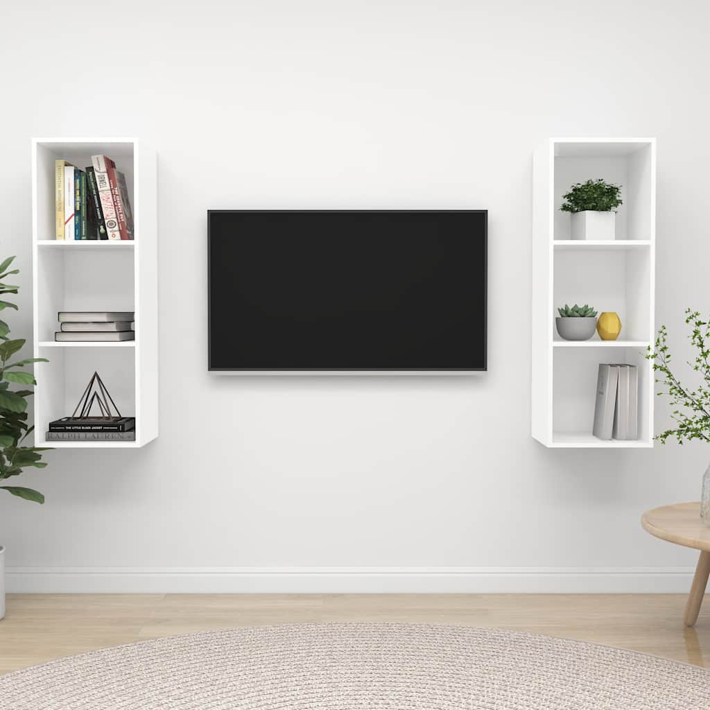 Zidni TV ormarići 2 kom bijeli od konstruiranog drva White