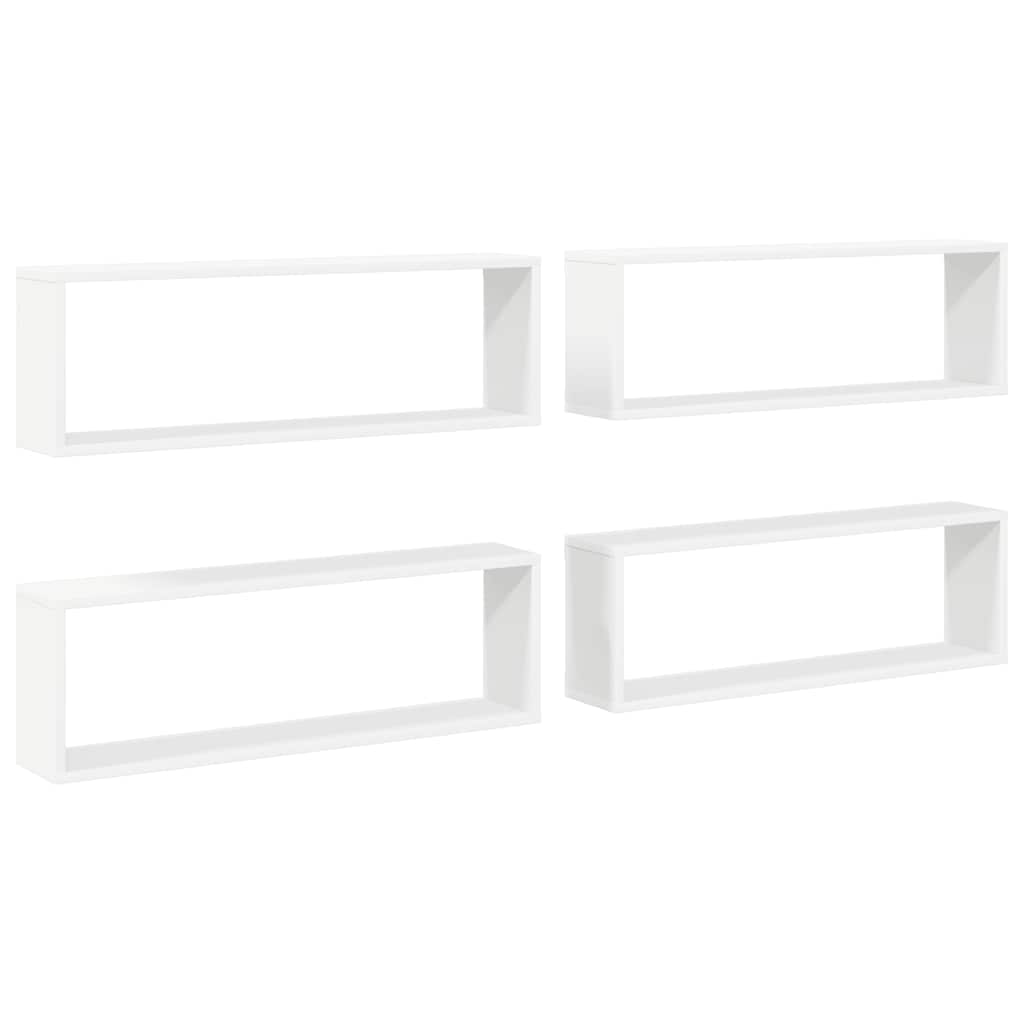 Kockaste zidne police 4 kom bijele 80 x 15 x 26,5 cm drvene
