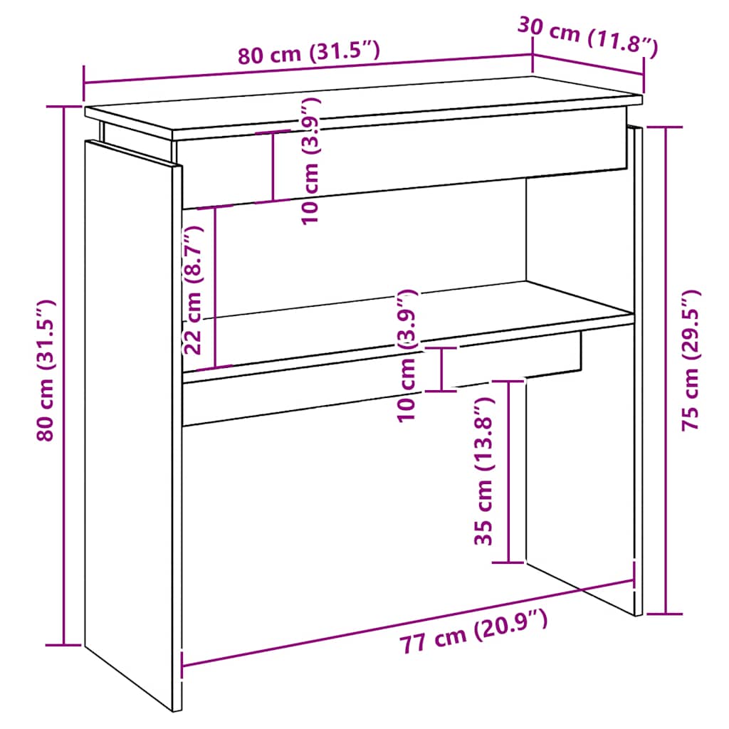Konzolni stol crni 80 x 30 x 80 cm od konstruiranog drva