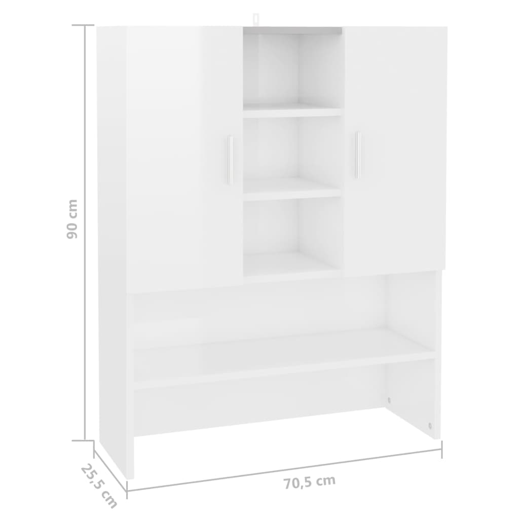 Ormarić za perilicu rublja visoki sjaj bijeli 70,5x25,5x90 cm