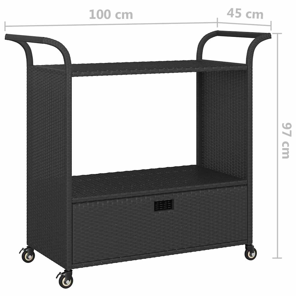 Barska kolica s ladicom crna 100 x 45 x 97 cm od poliratana