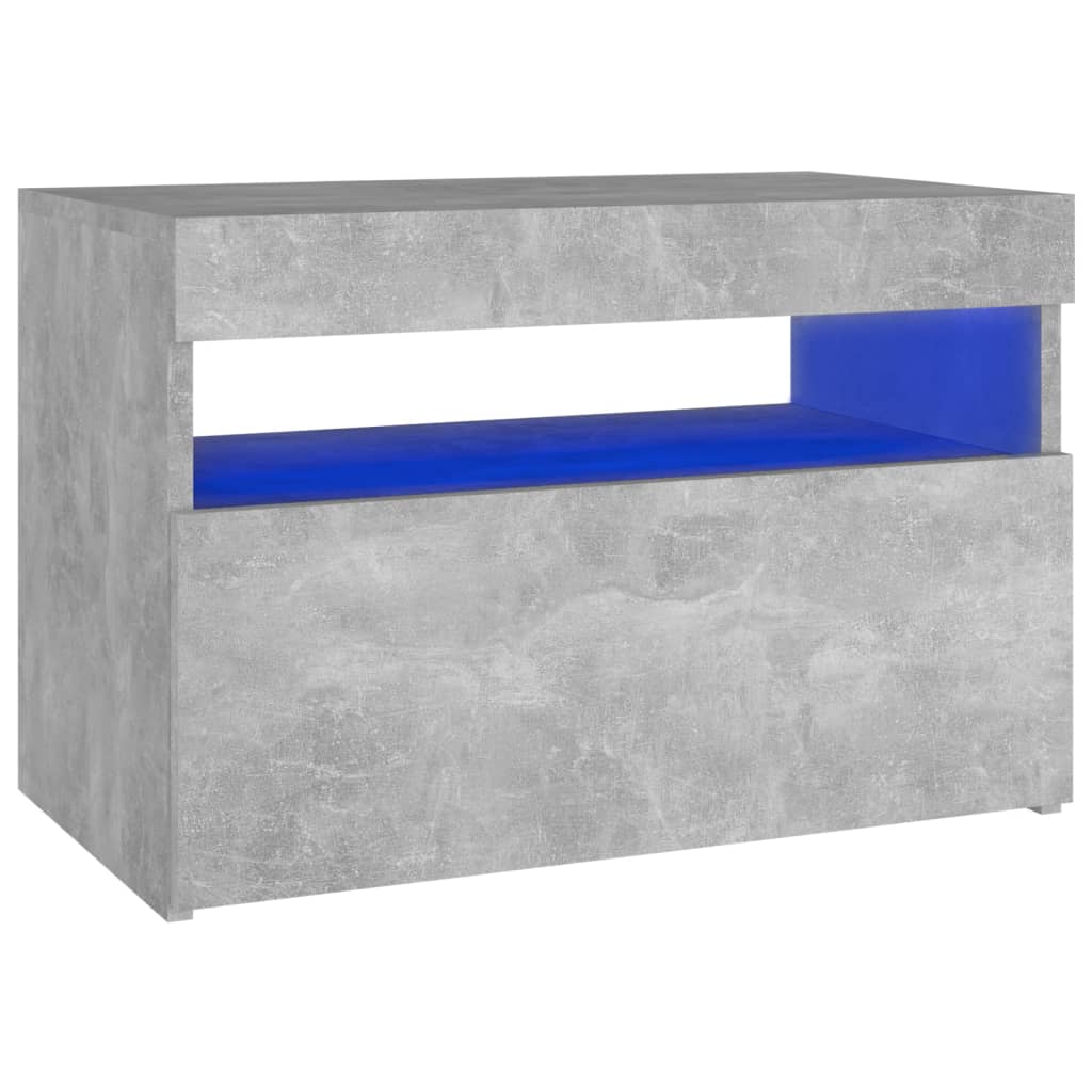 Noćni ormarić s LED svjetlima siva boja betona 60 x 35 x 40 cm