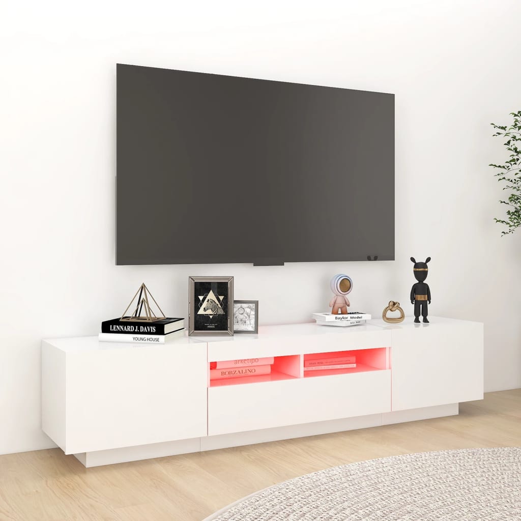 TV ormarić s LED svjetlima bijeli 180 x 35 x 40 cm
