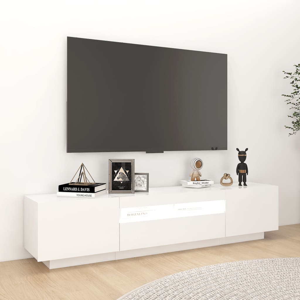 TV ormarić s LED svjetlima bijeli 180 x 35 x 40 cm