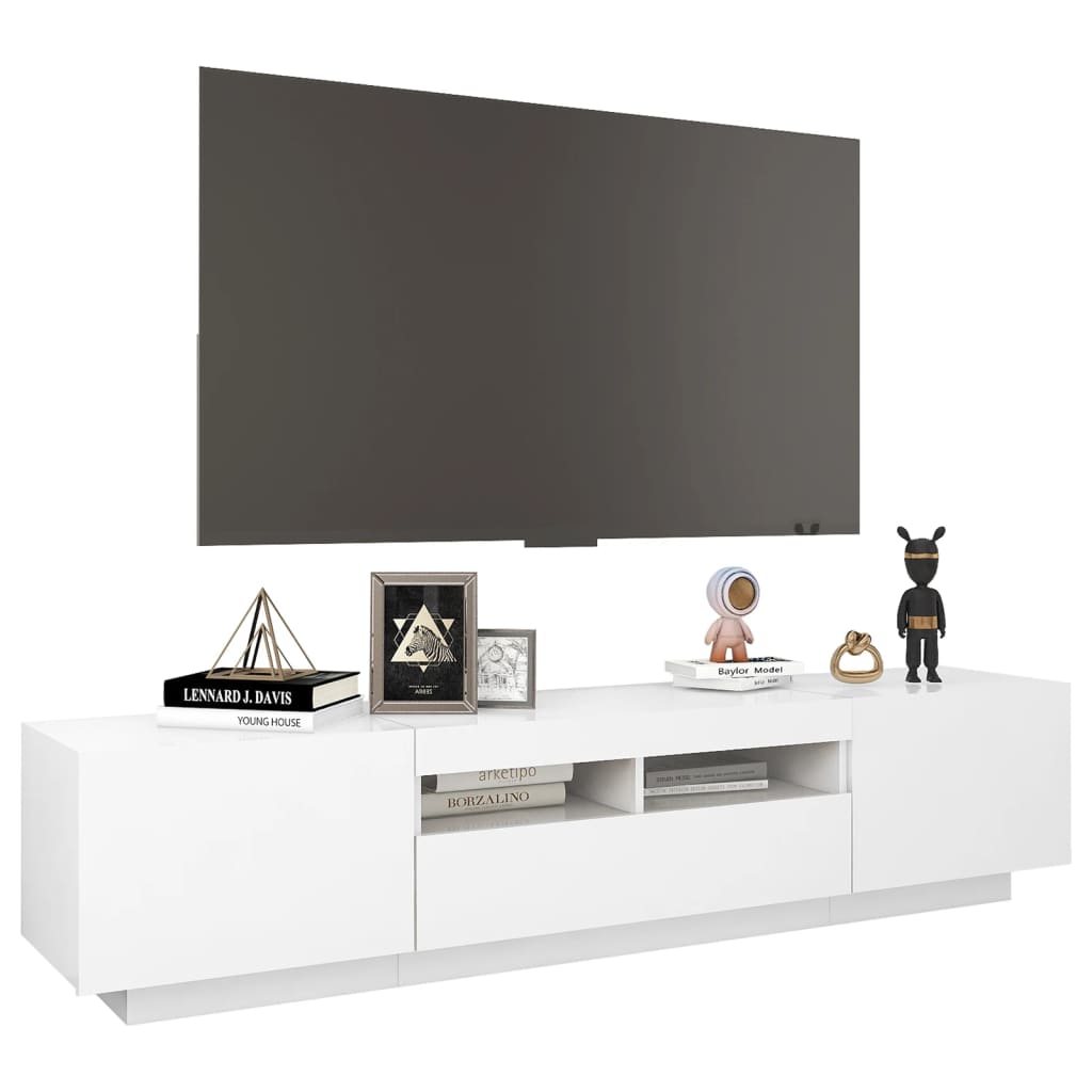 TV ormarić s LED svjetlima bijeli 180 x 35 x 40 cm
