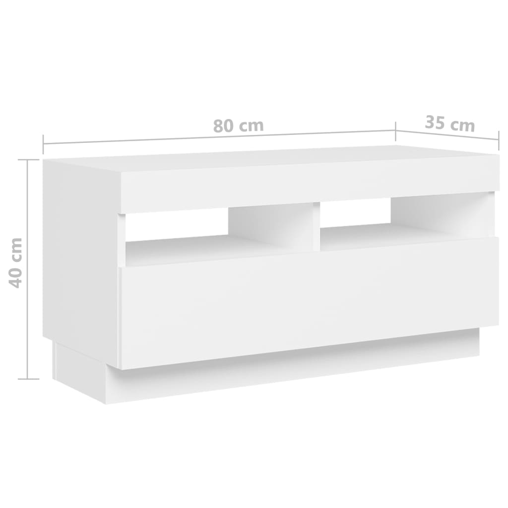 TV ormarić s LED svjetlima bijeli 180 x 35 x 40 cm