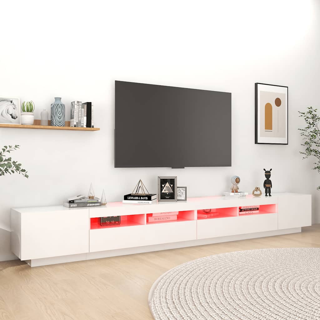 TV ormarić s LED svjetlima bijeli 300 x 35 x 40 cm