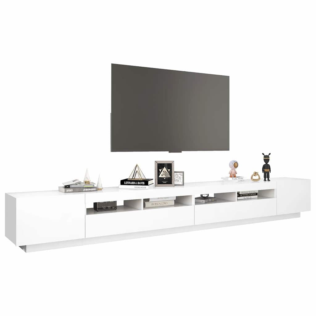 TV ormarić s LED svjetlima bijeli 300 x 35 x 40 cm