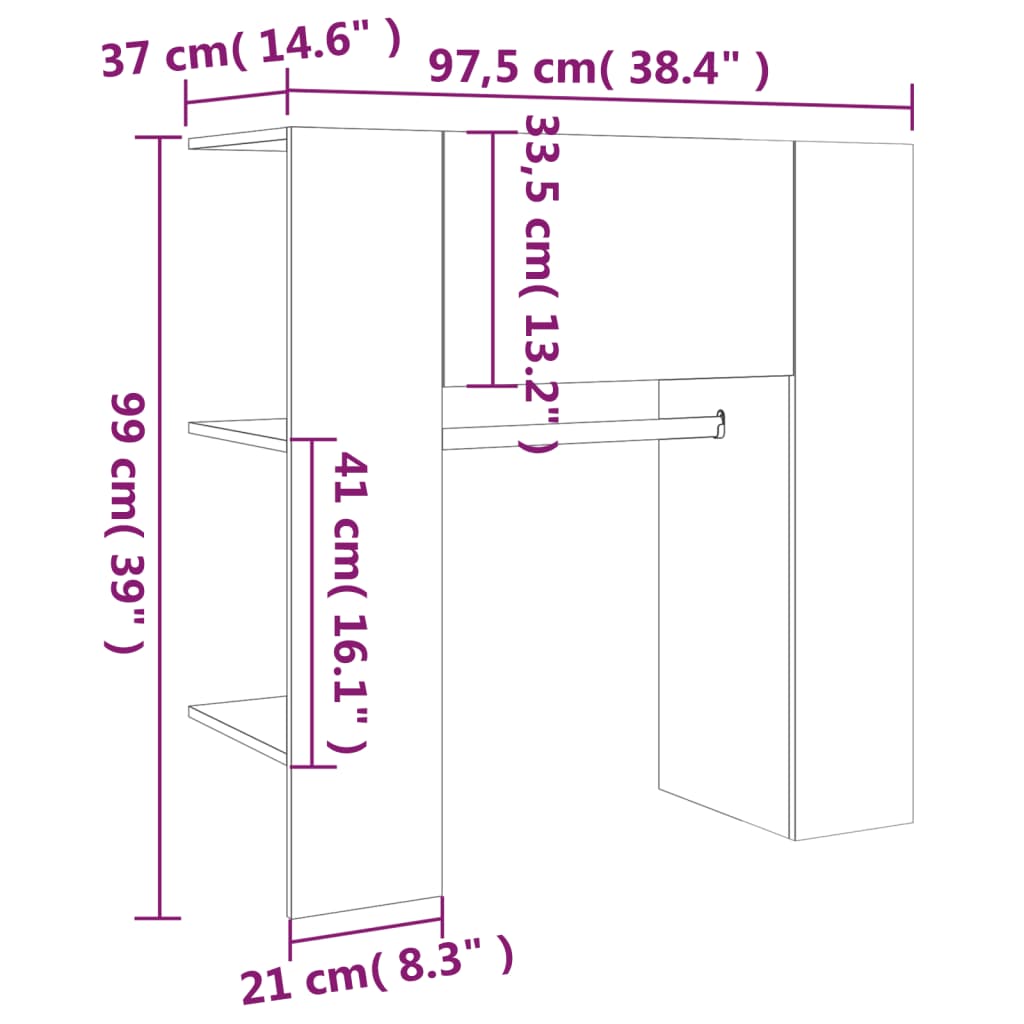 Ormarić za hodnik boja hrasta 97,5x37x99 cm konstruirano drvo