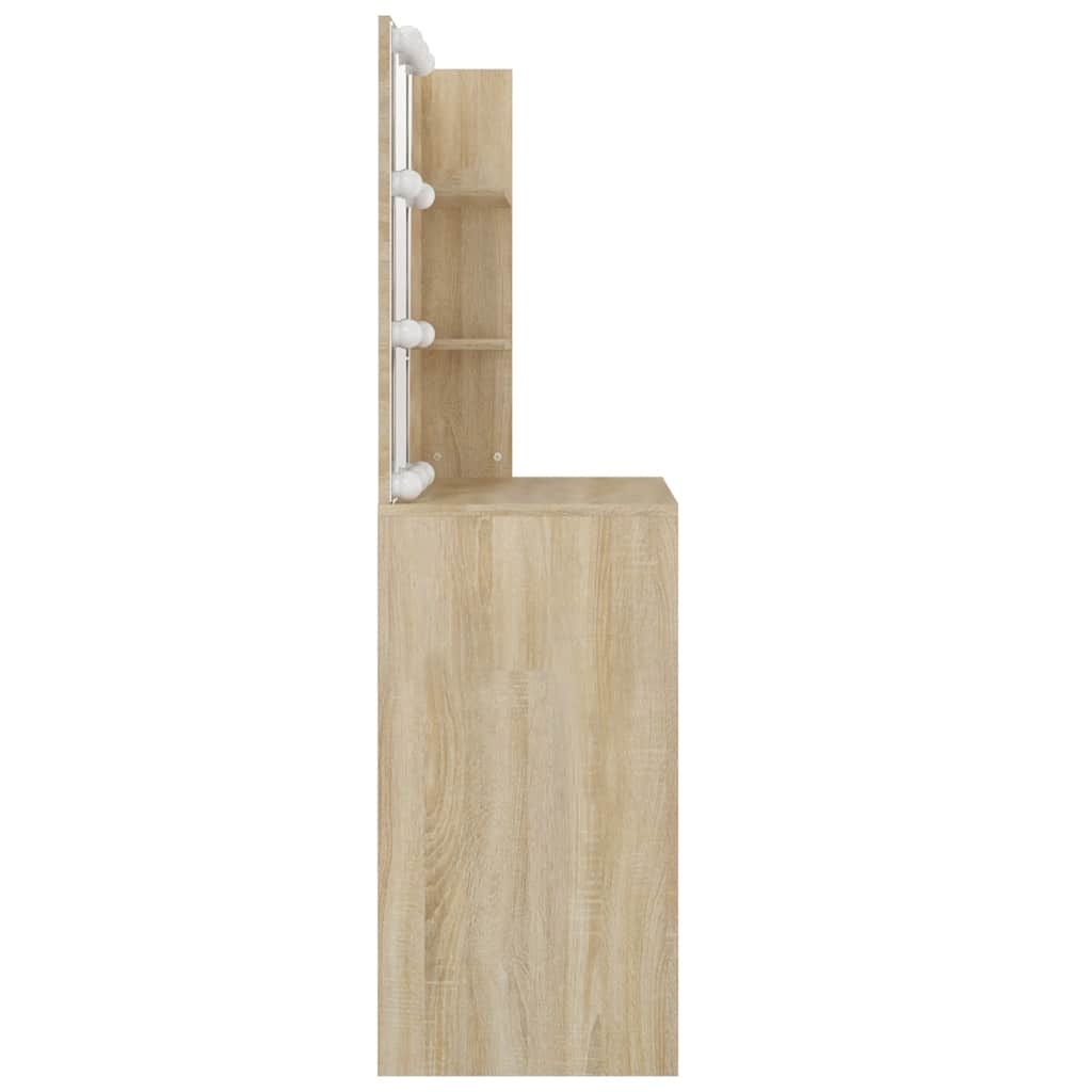 Toaletni stolić s LED rasvjetom, hrast sonoma, 74,5 x 40 x 141 cm, inženjerski drvo