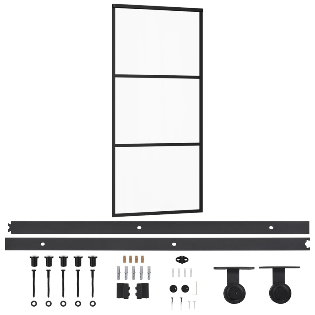 Klizna vrata s priborom ESG staklo i aluminij 90 x 205 cm