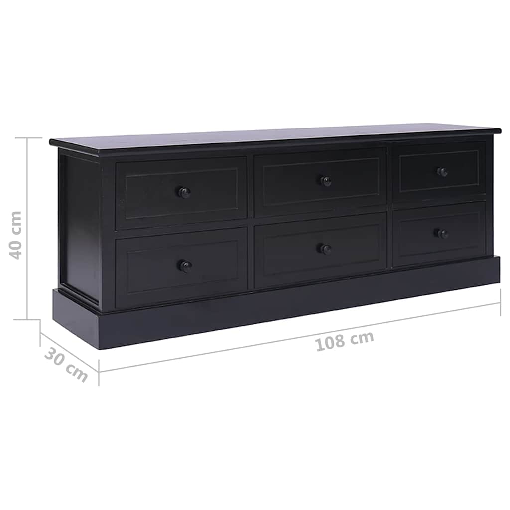 TV ormarić crni 108 x 30 x 40 cm od masivnog drva paulovnije