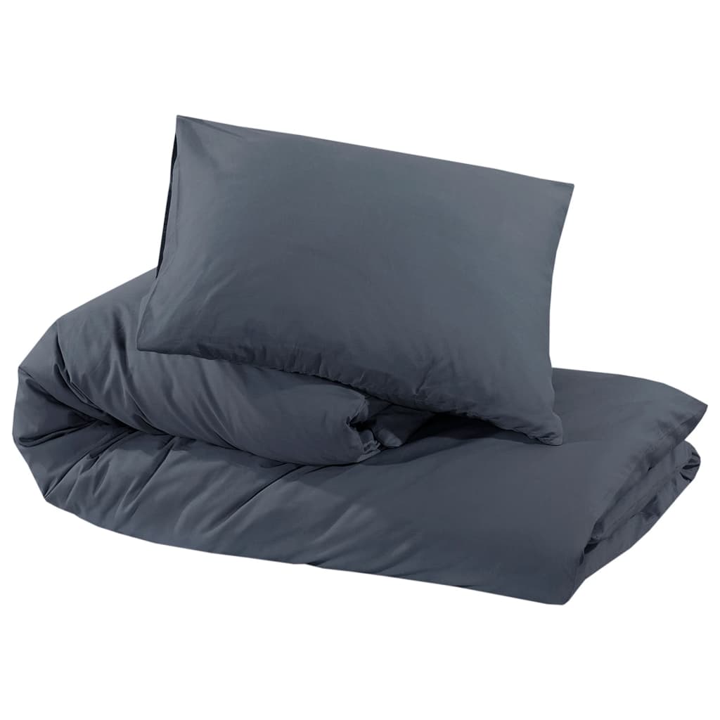 Set posteljine za poplun antracit 200x200 cm pamučni
