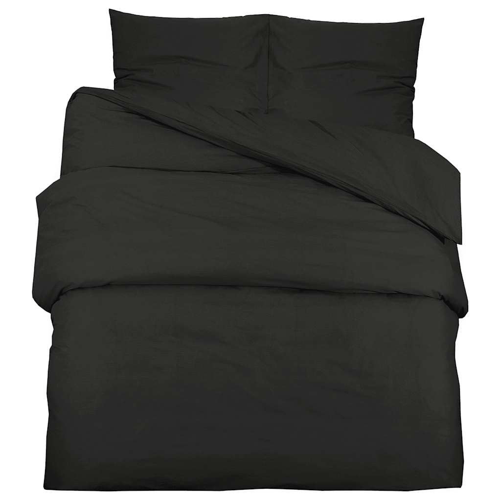 Set posteljine za poplun crni 240 x 220 cm pamučni