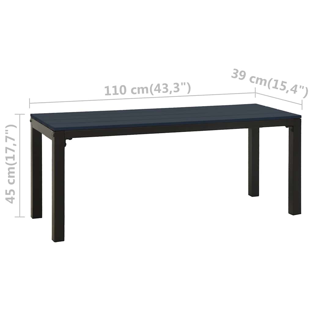 Vrtna klupa 110 cm od čelika i WPC-a crna