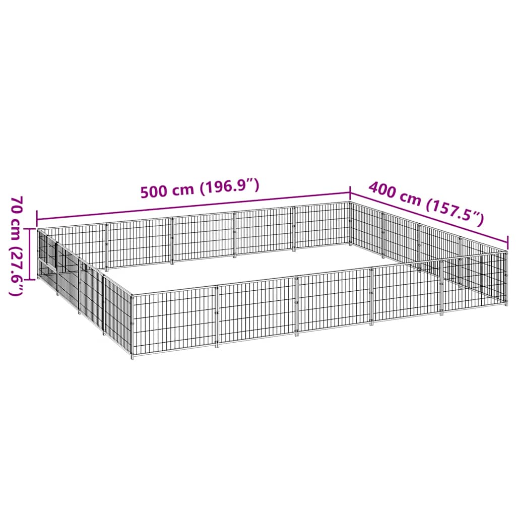Kavez za pse crni 20 m² čelični