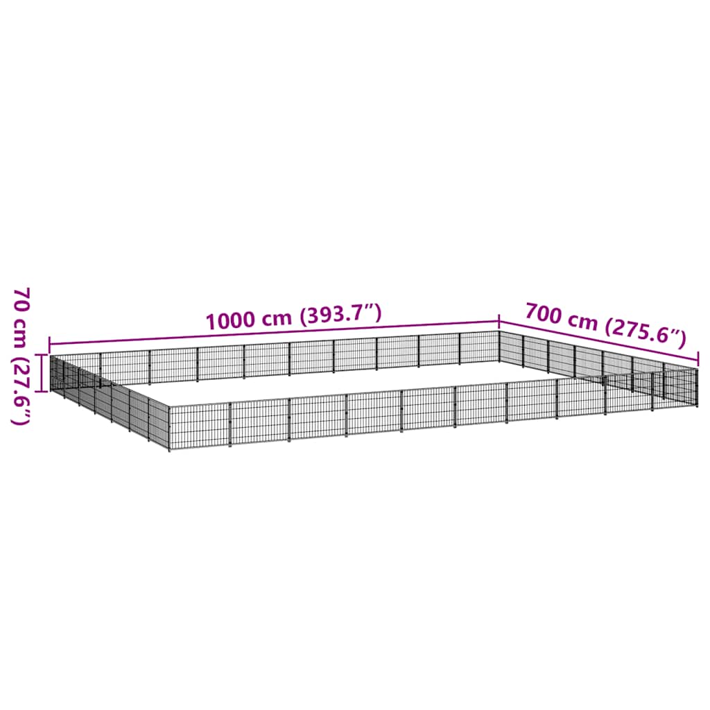 Kavez za pse crni 70 m² čelični