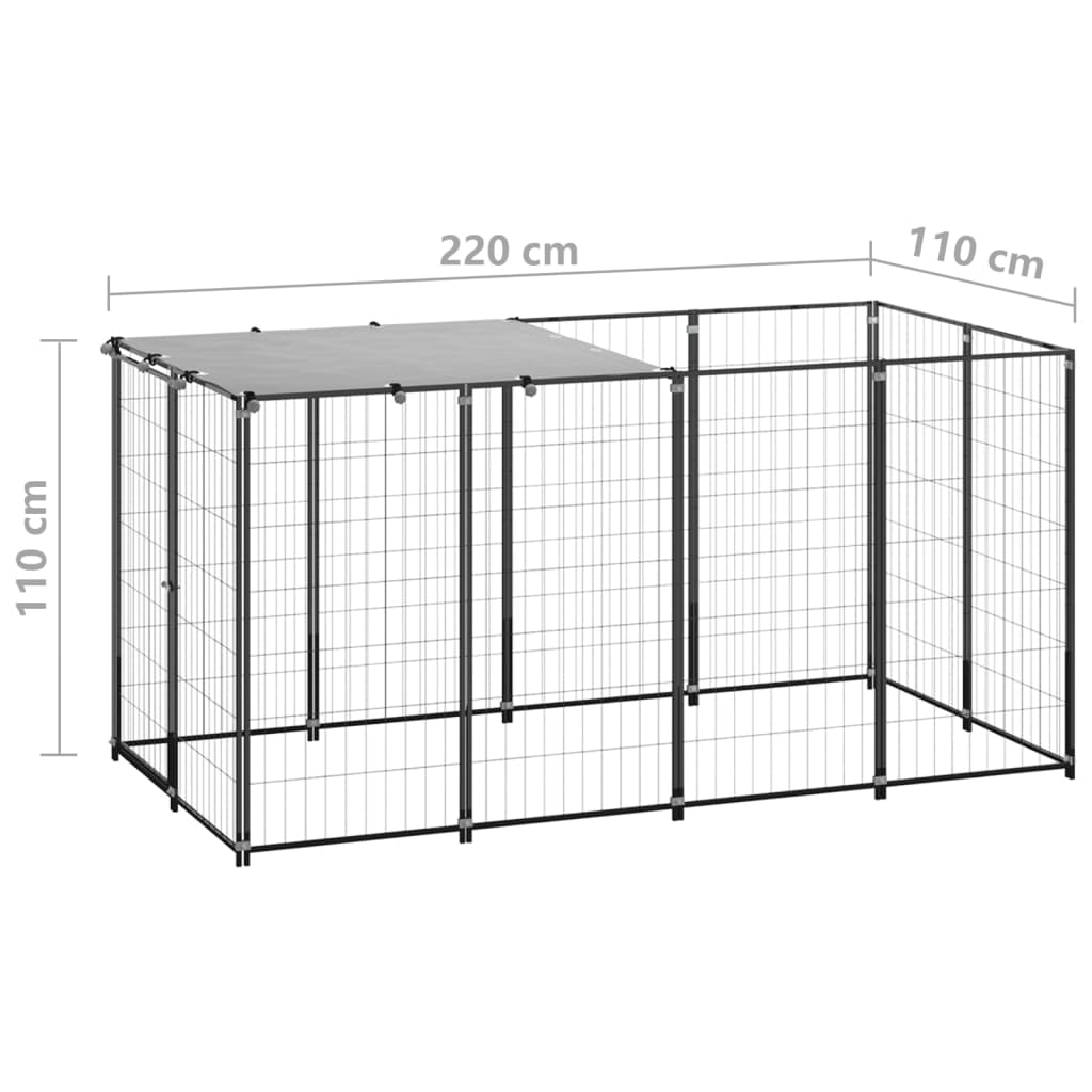 Kavez za pse crni 2,42 m² čelični
