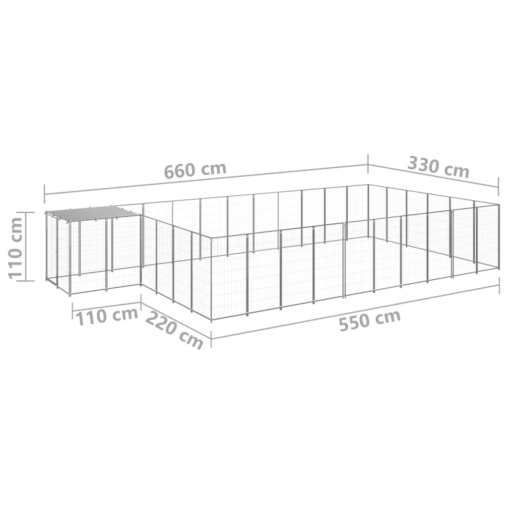Kavez za pse srebrni 19,36 m² čelični