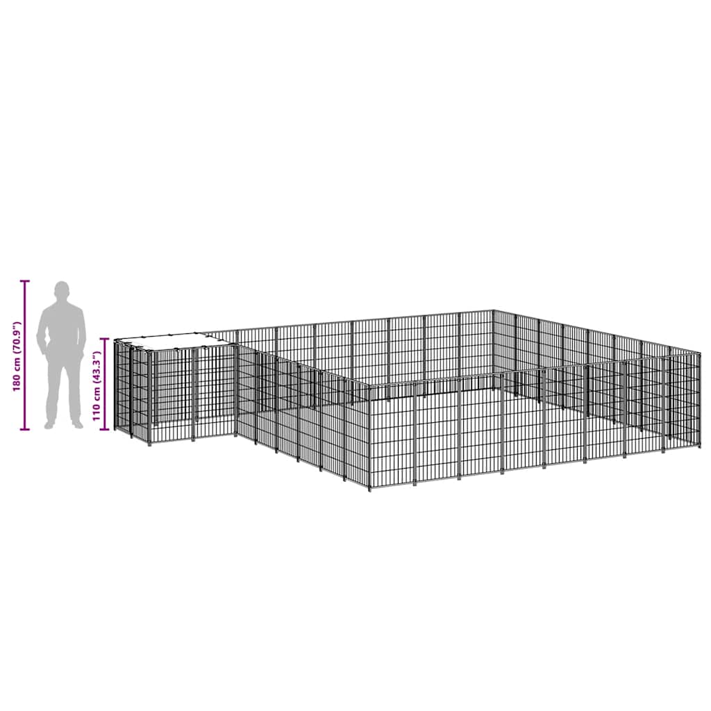Kavez za pse crni 20,57 m² čelični