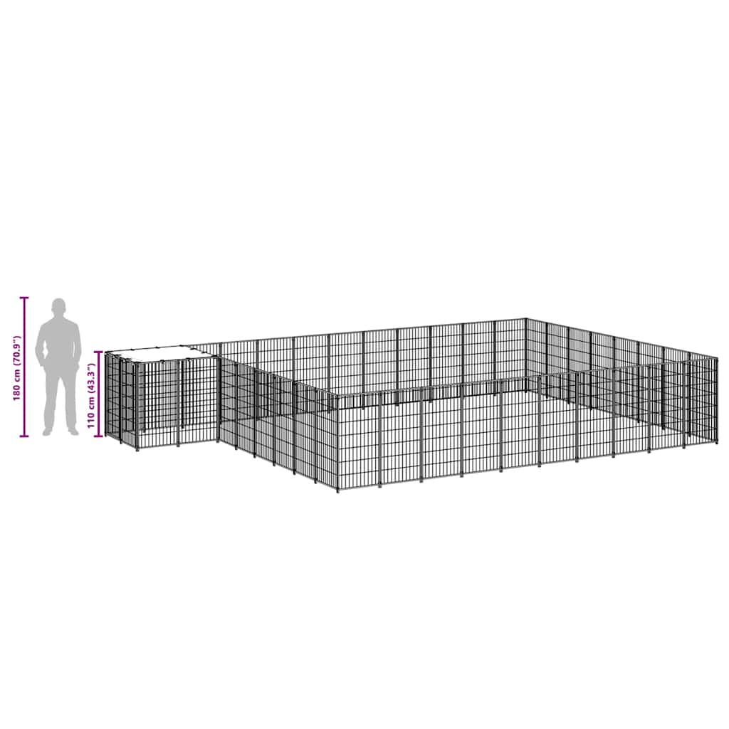 Kavez za pse crni 25,41 m² čelični